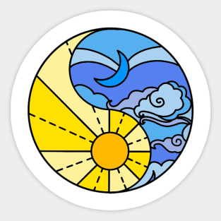 Colourful Ying Yang Sun and Moon Sticker